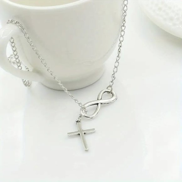 Minimalist Style Women's Necklace Lucky Infinity Cross Pendant Necklace New Gift - Picture 4 of 5